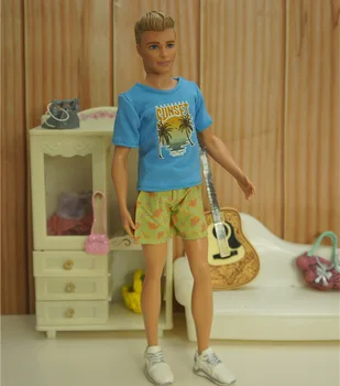1 Комплект Модерен мъж кукольной ръчно изработени дрехи, Панталони, тениски, Ежедневни Ежедневни дрехи за кукли 32 СМ, Аксесоари за Кен