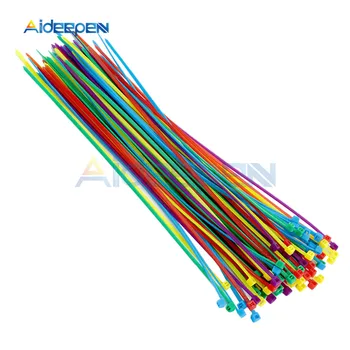 100 бр/пакет 200 мм, Самоблокирующиеся Найлонови кабелни връзки, 8 см, 12 цвята, Пластмасов цип, Тел Сбруя, колани, Закрепляющие кабел