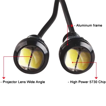 2 Броя 9 W 18 mm Орлиный Очите LED Дневни Ходова Светлина Дневен Сигнал за Паркиране на Заден Ход Бяла Лампа За Полагане на Автомобила Източник на Светлина е Лампа