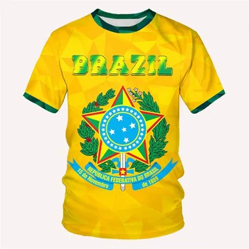 2022 Лято Бразилия Флаг 3D Печат Тениска Harajuku Хип Хоп Мода Мъже, Жени Градинска Облекло Бразилия Тениска