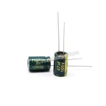 30шт 100V47UF обем 8x12 10x13 мм, високочестотен низкоомный зелен златен електролитни кондензатори 47 icf 100 В