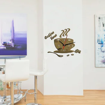 3D Creative Акрилни САМ Огледални Стенни Часовници Прости Домашни Дигитални Стенни Стикери за Украса Тъпо Чашата за Кафе Стенни Стикер Кварцов Часовник
