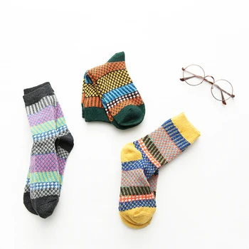 5 двойки/лот, Нови Дебели топли вълнени дамски чорапи с мрежа под формата на ананас, Реколта Коледни Чорапи, Цветни Чорапи, Подарък, Безплатна размер YM7002