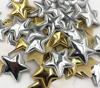 50шт Звезда Злато/Sliver Меки Ленти С Аппликацией САМ Занаятите Материал Бебешки Шапки и Аксесоари За Коса A356