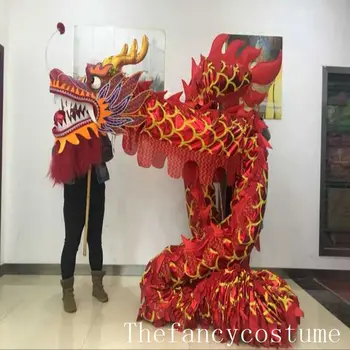 7 м Дължина с Размер 5 Позлатени Студентски Традиционен Китайски Културен ТАНЦ на ДРАКОНА ОРИГИНАЛЕН Празничен Костюм За Народното Фестивала