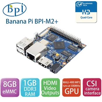 Banana Pi BPI-M2 + Allwinner H3 четириядрен процесор 1.2 Ghz Cortex-A7 1 GB DDR3 памет 8 GB eMMC с поддръжка на Wi-Fi BT4.0 Работи под управлението на Android 7,0 Linux Ubuntu