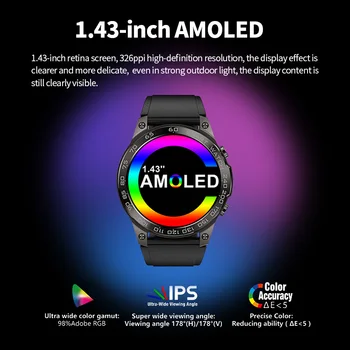 LIGE 1,45-инчов AMOLED Смарт Часовници Мъжки DM50 Възпроизвеждане на музика Винаги на Екрана Спортни Часовници за Мъже За Android и IOS BT call Smartwatch