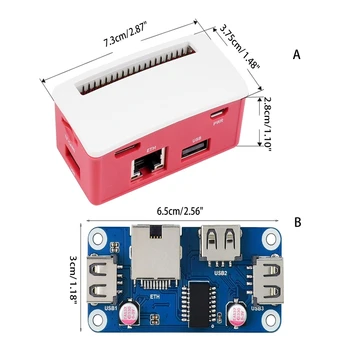 PoE Ethernet / USB-хъб за Raspberry Pi Zero / Zero W / Zero WH, включва такса PoE / ETH / USB-ХЪБ с 3 USB 2.0 порта