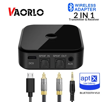 VAORLO APTX HD Безжична Аудио Предавател, Приемник, Bluetooth 5,0 Безжичен Адаптер 3.5 мм SPDIF Оптични Влакна За Слушалки ТЕЛЕВИЗИЯ PC