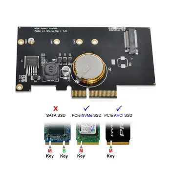 Xiwai M. 2 NGFF M Ключ SSD Nvme Карта за PCI-E 3,0x4 Адаптер PCI Express със защита от прекъсване на захранването Суперконденсатор 4.0 F