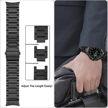 YAYUU Въжета за Samsung Galaxy Watch 4 Лента 40 мм/44 мм, Galaxy Watch 4 Classic 46 мм/42 мм Заменяеми метални въжета от неръждаема стомана