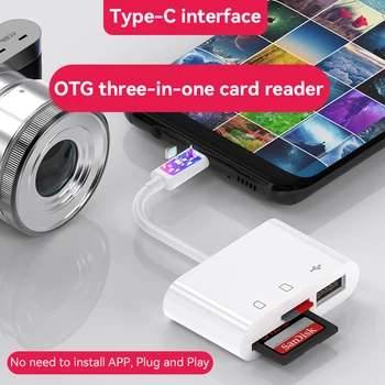 Адаптер Type-C TF CF SD четец на Карти памет с OTG Сценарист Compact Flash USB-C за iPad Pro Huawei за Macbook USB Type C Cardreader