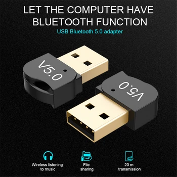 Безжичен USB Bluetooth Адаптер 5,0 за Компютър Bluetooth Донгл Bluetooth USB PC, Лаптоп Адаптер Bluetooth Приемник и Предавател