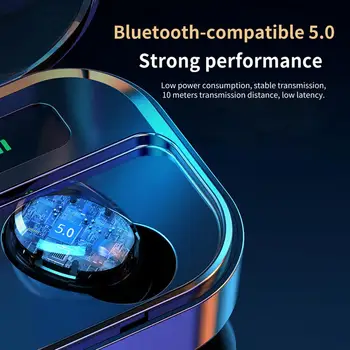 Безжични слушалки M7s с цифров дисплей, съвместим с Bluetooth, Безжични слушалки 5.0, Водоустойчив безжични слушалки слушалки, безжични