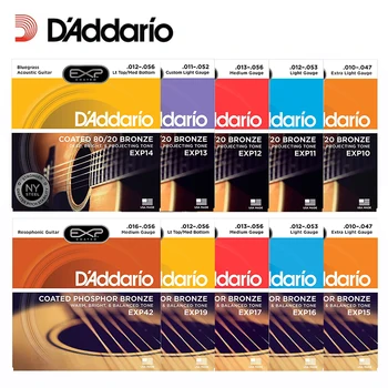 Д ' Адарио EXP10 EXP11 EXP12 EXP13 EXP14 EXP15 EXP16 EXP17 EXP42 Струни за акустична китара от бронз с покритие 80/20 Daddario (12-струнни инструменти)