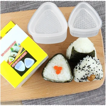 Два Комплекта САМ Суши Мухъл Онигири Ориз Топчета Триъгълна Форма За Приготвяне на Суши Набор от Японската Кухня Bento Мухъл