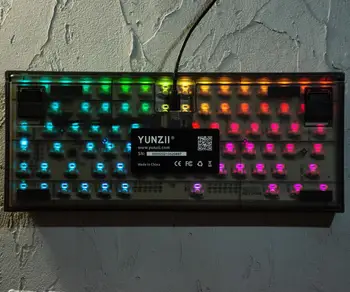 Детска ръчна клавиатура YUNZII KC84 Pro с възможност за гореща подмяна на 84 комбинации с прозрачна корпус от ABS пластмаса с RGB подсветка за Mac / Win /Game-Shimmer