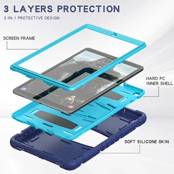 За Samsung Galaxy Tab A 10,1 2019 SM-T510 SM-T515 Калъф Детска Сигурна Броня устойчив на удари Твърд PC Силикон Хибриден Калъф За Таблет