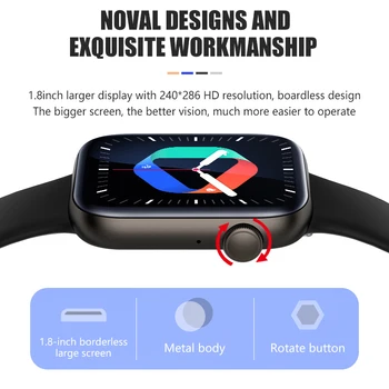 За Xiaomi Samsung, Huawei Bluetooth Покана Умни Часовници Мъжки Въртящи Се Ключове По Поръчка Циферблат Спортни Водоустойчиви Дамски Часовници Умен Часовник