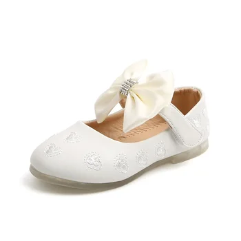 Кожени обувки на Мери Джейн за момичета; сезон пролет-есен, детски обувки принцеса с флорални Принтом и голям Нос За малки момичета; малки кожени обувки на плоска подметка