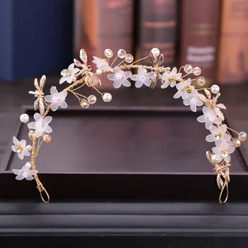 Кристал цвете лента за глава прическа изискани цветя на сватбени аксесоари
