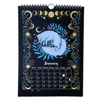 Лунен Календар 2023 Тъмна Гора Водни Стенни Календари С 12 Оригинални Илюстрации На Цветя Магически Див Календар 12