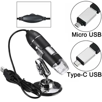 Микроскоп 1600X 2MP 1080 P 8 Led Регулируема Цифров Type-C/Micro USB Лупа Електронен Стерео USB Ендоскоп За Телефон PC