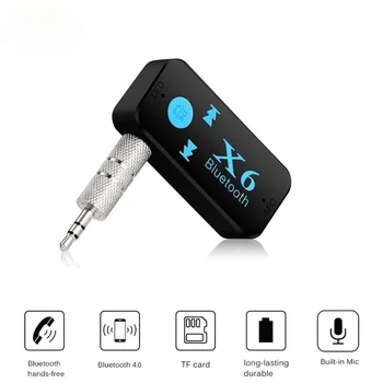 Мини Комплект за Автомобил Bluetooth X6 Универсален Приемник, Поддръжка на Повикване Музикален Телефон AUX Вход/Изход MP3 Музикален Плейър За Телефон Pad Настолна Музика