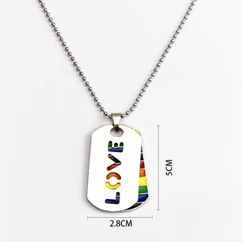 Мода Гей ЛГБТ Колие Куче виси Етикет Острието Висулка Les Любов Дъга Колиета за Мъже една Жена Годишнина Бижута