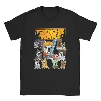 Мъжки t-shirt Frenchie Wars Star Wars Реколта Тениски от Памук с Къс Ръкав, Тениска на 
