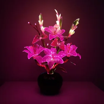 Най-новият Динамичен Фея лилия пеперуда Сватбена украса led Новост художествен цвете от оптични влакна Коледна коледна парти Магазин