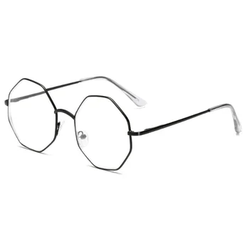 Осмоъгълен Мулти Фасетиран Очила Красиви Рамки За Очила Гладка Мъжки Дамски Прозрачна Леща Метални Рамки За Очила Модерен Ретро Очила