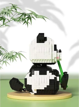 Панда Микро Строителни Блокове на Животните Сладката Бамбук Панда DIY Модел Мини Тухлени Фигурки Играчка За Дете Подарък За Рожден Ден