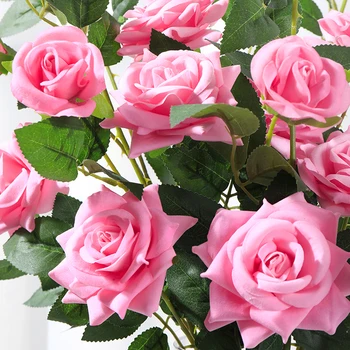 Роза Изкуствени Цветя, Високо Качество На Нетъкан Плат Цвете Клонка Сватбени Розови Декорация На Дома Любовта Подарък За Свети Валентин