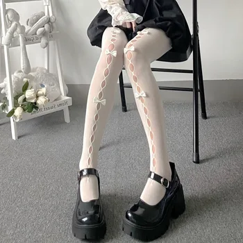 Секси дамски чорапогащи Чорапогащи ръчно изработени velvet лък бедрата високи чорапи чорапогащи JK в японски стил Лолита чорапогащник за момиче чорапогащи