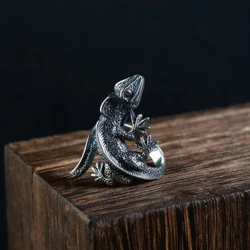 СКЪПИ ЖИВОТА Персонализирани реколта пръстени тайское сребърен пръстен с ящерицей пръстен модни персонализирани сребърни бижута Подарък за Нова година