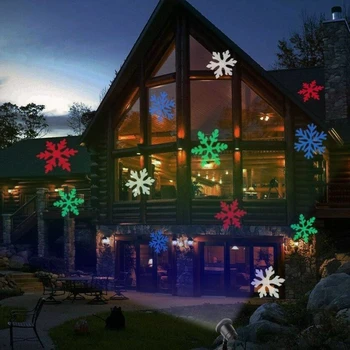 Слънчев Въртящи Снежинка Прожекционни Светлини LED Падащ Сняг Пейзаж Лазерен Проектор 2023 Коледа Нова Година Сватбен Декор Лампа