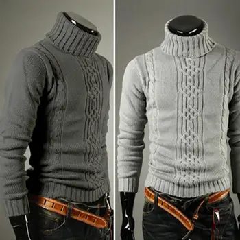 Стилен Вязаный Пуловер Пуловер Може Да Се Пере Мъже Модел Пуловер Обрат Тънък Fit Пуловер Пуловер От Фина Ноткой Дресинг