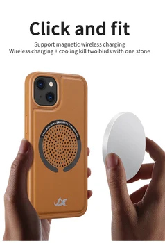 Съвместимост с Кожен Калъф Magsafe За iPhone 12 11 13 Pro MAX Магнитна Безжична Зареждане с хралупата на отвора на Кутията За Отвеждане на Топлината