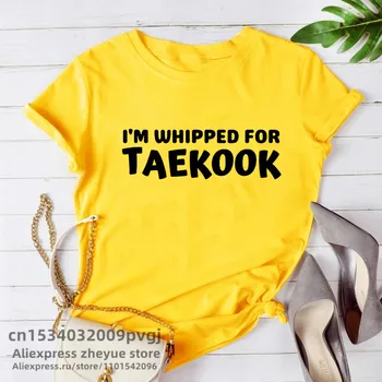 Тениска Kpop Taekook, тениска Bangtan Kim Taehyung и Jeon Jungkook, Дамски Мъжка Тениска V и JK Army Group, Тениска с принтом K-Pop Тениска