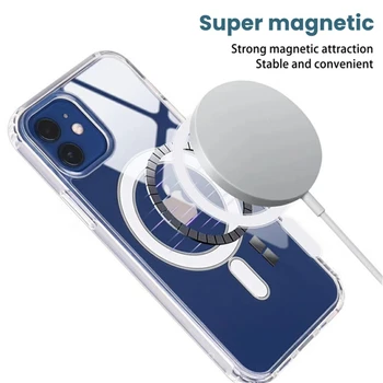 Ултра Прозрачен Магнитни Кръгли Защитен Калъф за iPhone 12 11 Pro Max Mini XS XR X 8 Plus SE2 SE 2020 I Защитен Калъф За вашия Телефон