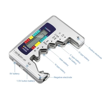 Универсален Цифров LCD Тестер за Проверка на Батерията C D N AA AAA 9 В 1,5 Бутон Елемент Захранване на Батерията Тестов Монитор