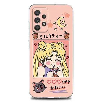 Япония Аниме Сладък Карикатура Sailor Moon Прозрачен Калъф за мобилен Телефон Samsung А01 А02 A02s A11 A12 A21 A31 A41 A32 A51 A71 A42 A52 A72 Калъф